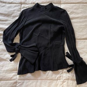 Black bell sleeve blouse